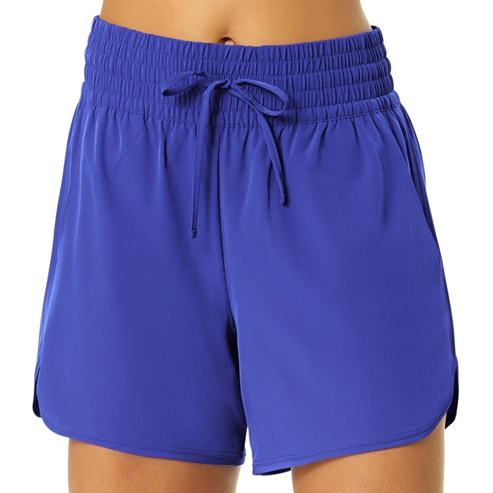 Lands' End Womens Quick-Dry UPF 50 Athletic Swim Shorts Blue Medium New